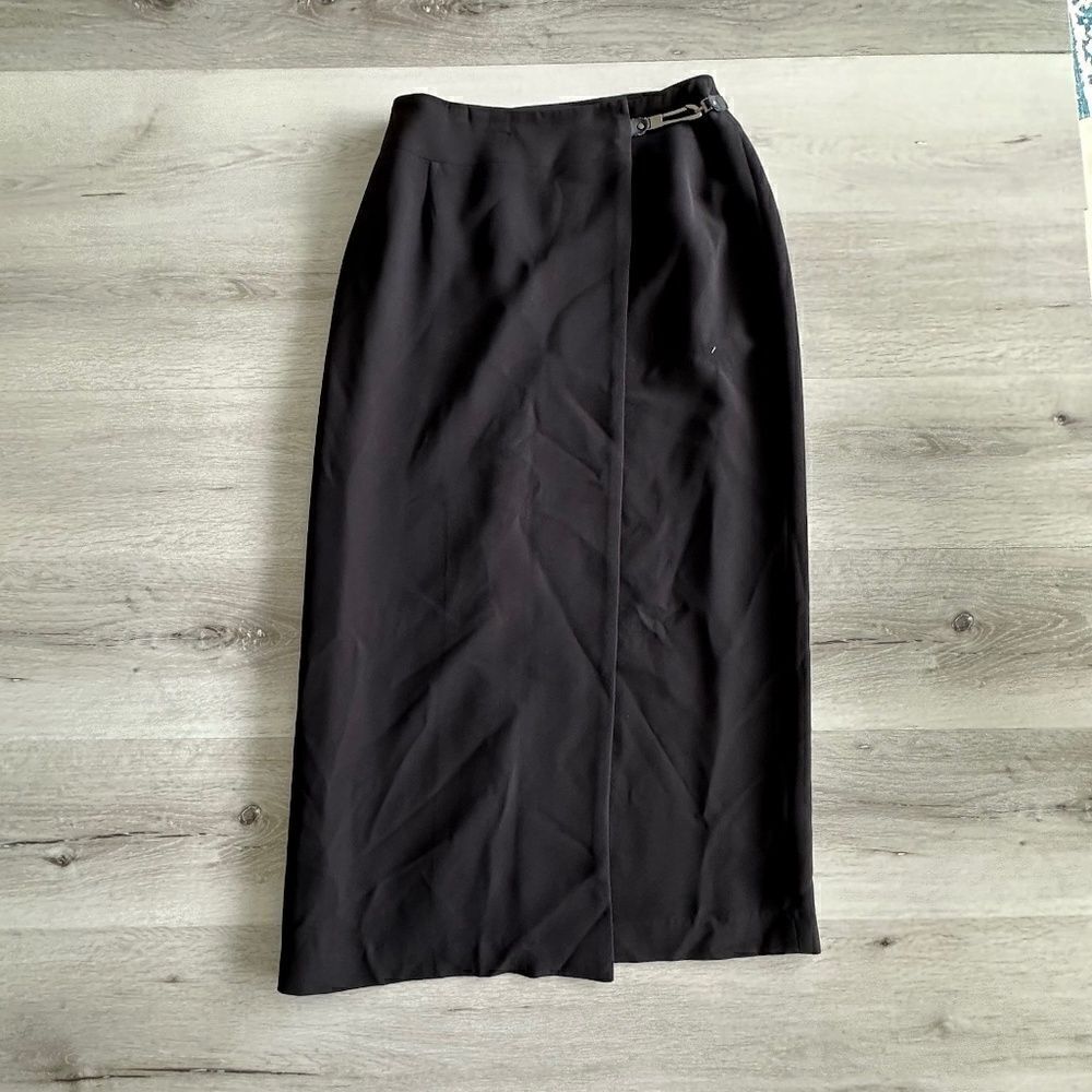 Casual Corner Wrap Skirt Black 6 EUC